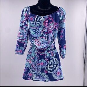 Lilly Pulitzer Off-Shoulder cotton stretch skort romper dress size XS